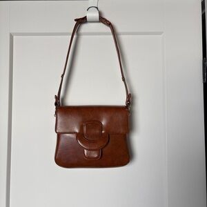 Vintage Classic Brown Leather Handbag Purse Adjustable Strap Made in Canada